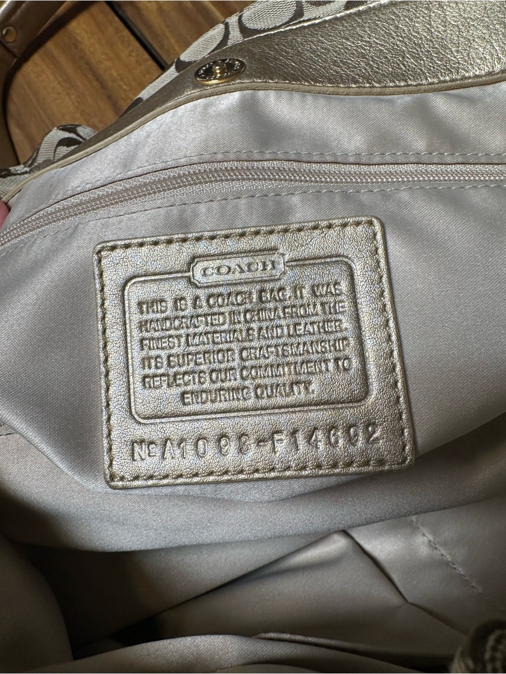 Coach Penelope Khaki/Tan Signature Jacquard Shoulder Bag F14692 - Picture 6 of 11